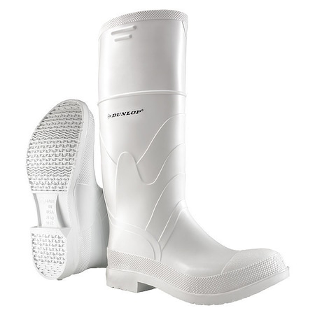 Men's Dunlop Tall Rubber Boots, Steel Toe, 16" Height, White, 9