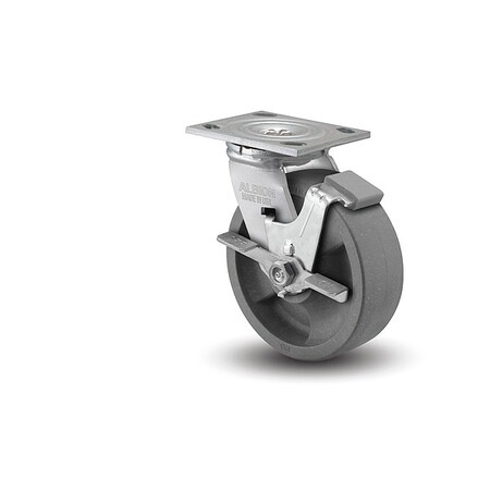 4" X 2" Non-Marking Nylon Hd Glass Filled Swivel Caster, Face Brake, Loads Up To 800 lb