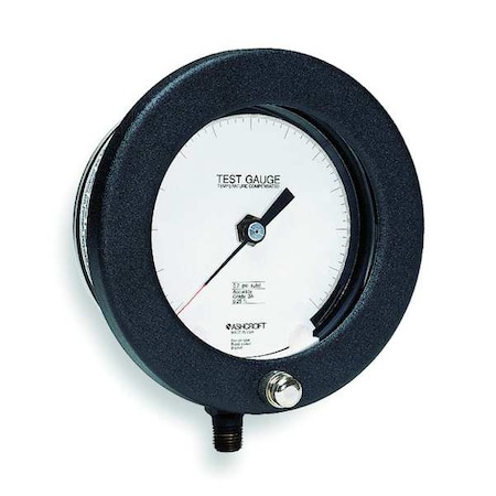 Test Pressure Gauge, 0 to 15 psi, 4 1/2 in Dial, 1/4 in NPT, Bottom Location, Aluminum Case Material