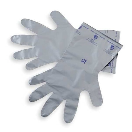 SilverShield - SSG Chemical Resistant Gloves, EVOH, Polyethylene, 16 in L, 2.7 mil, Silver, 10