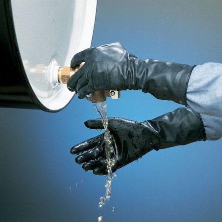 Chemical Resistant Gloves, Butyl, 11 in L, 13 mil, Black, 9, 1 PR