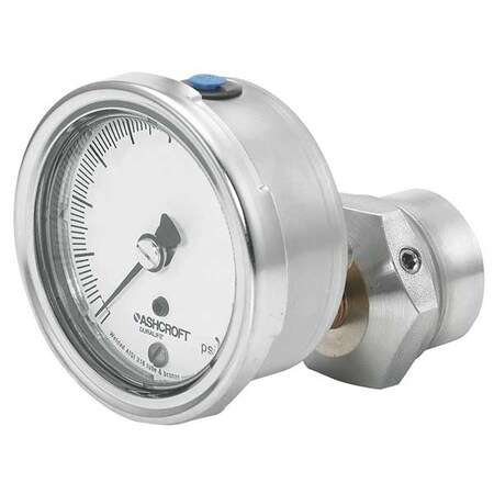Pressure Gauge with Diaphragm Seal, 30 to 0 to 30 psi, 2 1/2 in Dial, 1/4 in NPT