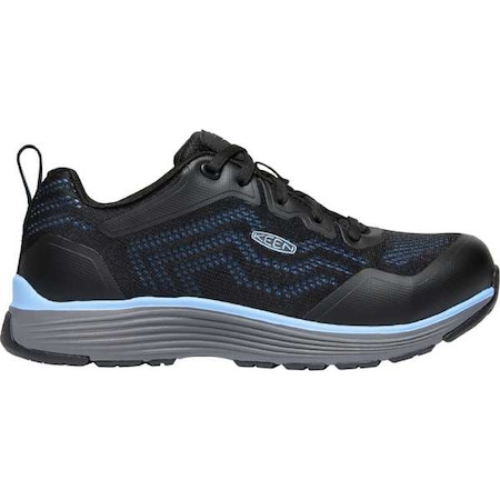 Women's Athletic Shoe, 10 Mesh Upper, Aluminum Toe, 3 in H, Airy Blue/Black, 1025571
