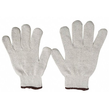Knit Gloves, Cotton/Polyester, None Uncoated, Knit, Beige, XL, 1 PR