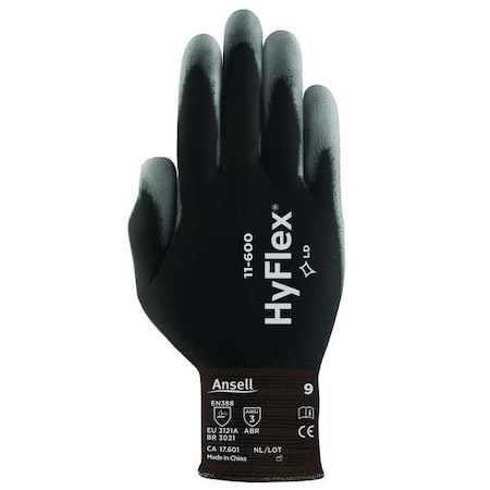 Hyflex Coated Gloves, Polyurethane Palm Coating, Smooth, 15 ga, Abrasion Level 3, 9, 1 Pair