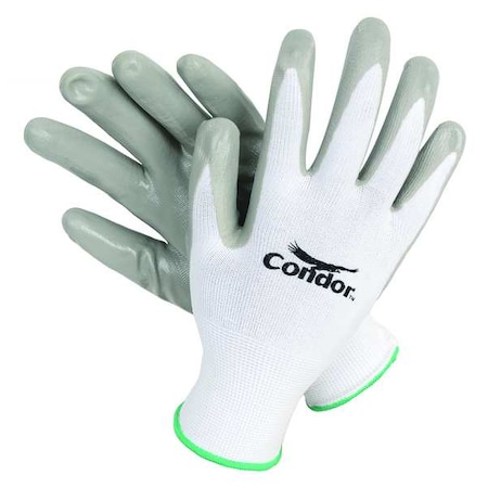Coated Gloves, Nitrile, Smooth, Palm, 4 Abrasion Level, White/Gray, 2XL (11) 1 PR