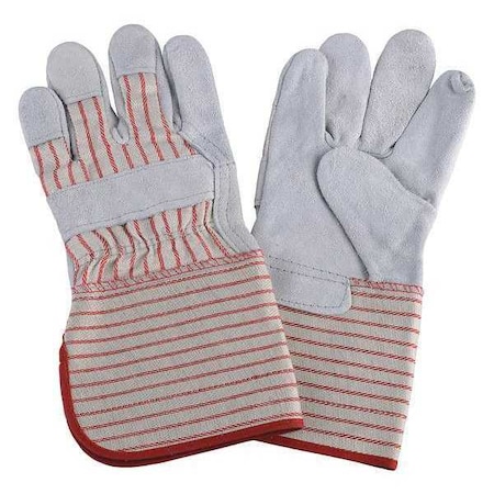 Leather Gloves, Cowhide, Gauntlet Cuff, Wing Thumb, Full Finger, Gray, L, 1 PR