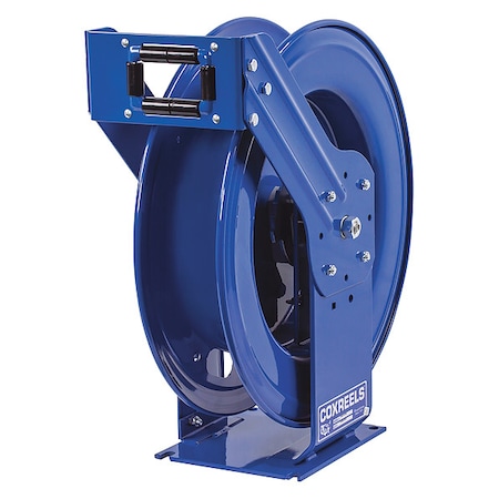 Spring Return Hose Reel, 3/8 in Hose Diameter, 100 ft Length, 300 psi Max. Pressure, Brass, Blue