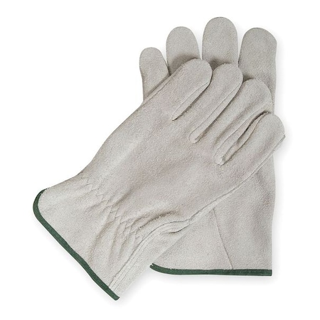 Leather Drivers Gloves, Cowhide, Shirred Slip-On, Straight Thumb, Gunn Cut, Gray, 2XL, 1 Pair