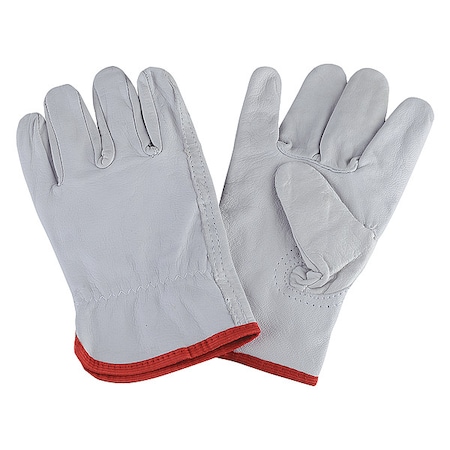 Leather Drivers Gloves, Goatskin, Gunn Cut, Full Finger, Shirred Slip-On Cuff, Gray, S,PR