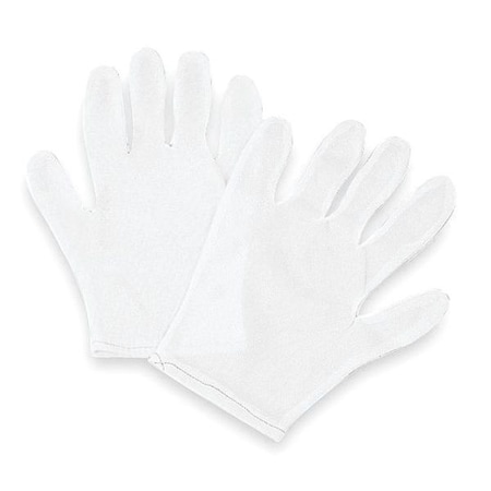 Reversible Inspection Gloves, Polyester, 8.5 in Length, Medium, White, Size L ,12 PK