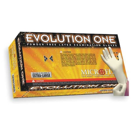 Microflex Evolution One, Latex Disposable Gloves, 5.5 mil, Powder-Free, M, 100 PK, Beige
