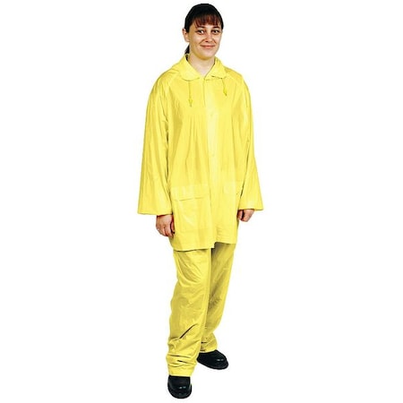 3-Piece Rainsuit with Detachable Hood, PVC, 4 mil Thick, Snap-On (Included), Yellow, 4XL