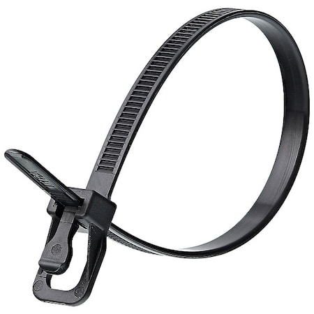 Cable Tie, 12 in L, 3.34 in Max Bundle Dia., Black, Nylon 6/6, 50 lb Strength, 100 PK