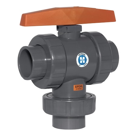 Manual 3-Way Ball Valve,1/2",PVC