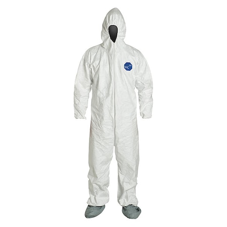 Comfort Fit Design. Stormflap. Respirator Fit Hood. Elastic Wrists. Elastic Waist. White. XL
