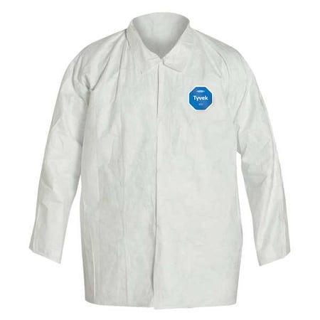 Disposable Collared Shirt, 3XL, Tyvek(R) 400, Snap, Open Cuff, Serged Seam, 12 PK