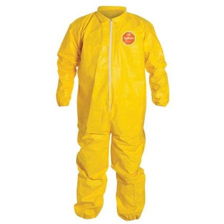 Coverall. Collar. Stormflap. Elastic Wrists and Ankles. Yellow. 4X