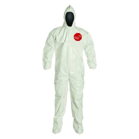 Standard Fit Hood. Elastic Wrists. Attached Socks. Storm Flap with Adhesive Closure. White. 4X