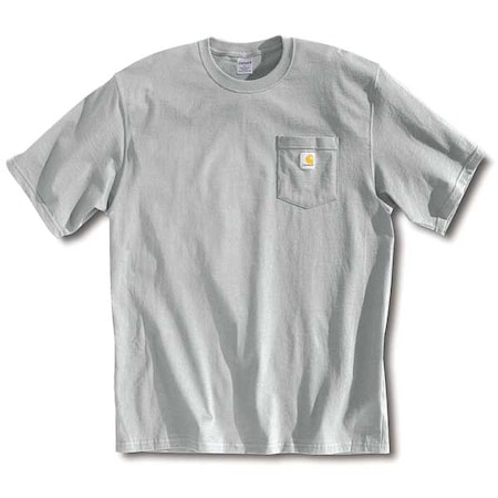 Men's T-Shirt, 100% Cotton, Pullover, 1 Pocket(s), Gray, 3XL