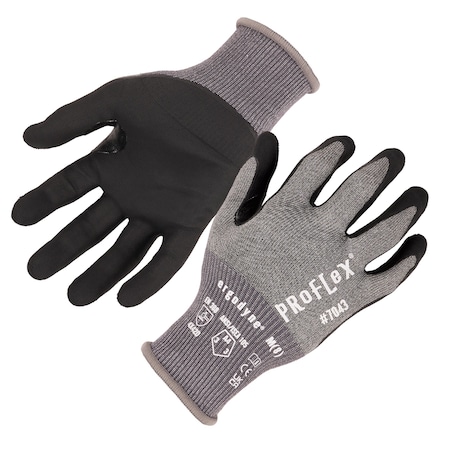Coated Glove, Nitrile, Gray, M 12 PK