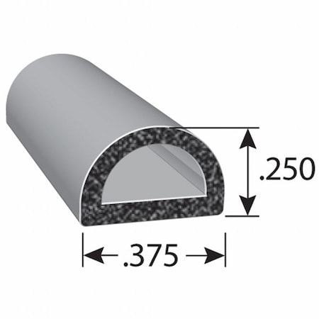 Weather Seal,EPDM Rubber, Black, 25 ft L