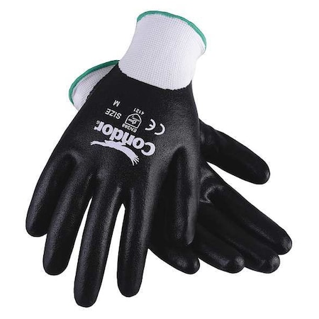 Coated Gloves, Nitrile, Sandy, Full, 4 Abrasion Level, White, L 1 PR