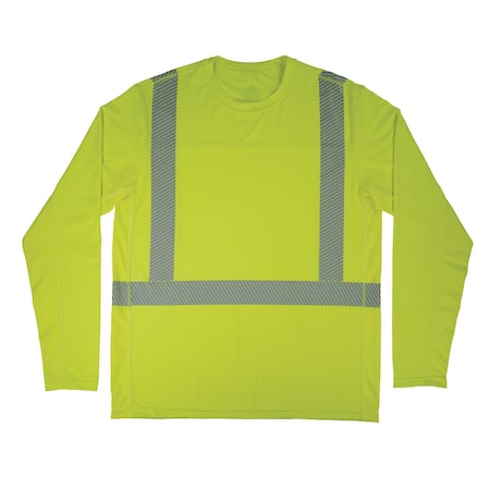 Hi-Vis Long Sleeve Cooling Sun Shirt, Polyester/Spandex, Lime, S