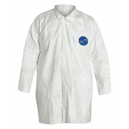 Disposable Lab Frock, S, Tyvek(R) 400, Snaps, Open Cuff, Serged Seam, 30 PK
