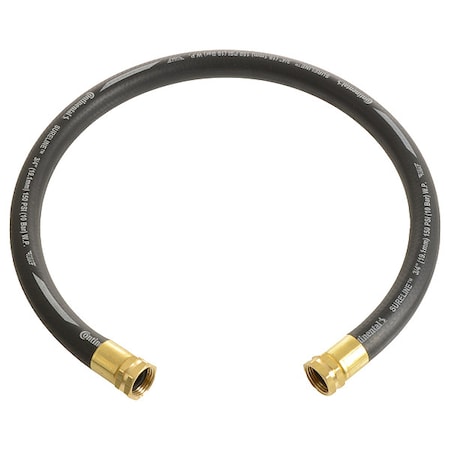 3/4 in ID x 6 ft L Garden Leader Hose, EPDM Tube, Black, Brass x Brass Fitting