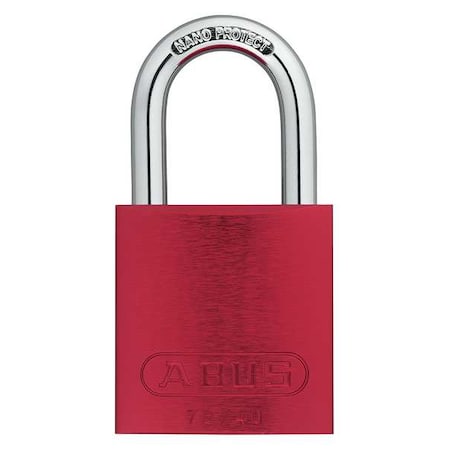 Lockout Padlock, Keyed Different, Aluminum, Red, 1 in Shackle Height, 1 9/16 in Body Width
