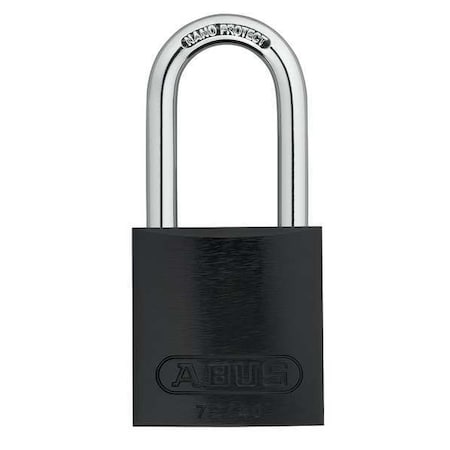 Lockout Padlock, Keyed Different, Aluminum, Black, 1 1/2 in Shackle Height, 1 9/16 in Body Width