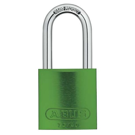 Lockout Padlock, Keyed Alike, Aluminum, Green, 1 1/2 in Shackle Height, 1 1/2 in Body Width