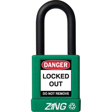 Lockout Padlock, Keyed Different, Aluminum, Green, 1 1/2 in Shackle Height, 1 1/2 in Body Width