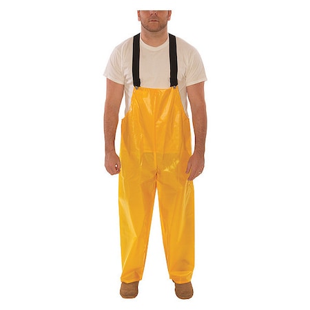 Rain Bib Overall, Polyurethane, 32 in Inseam, 56 in to 58 in Waist, 12 mil Thickness, Gold, 4XL