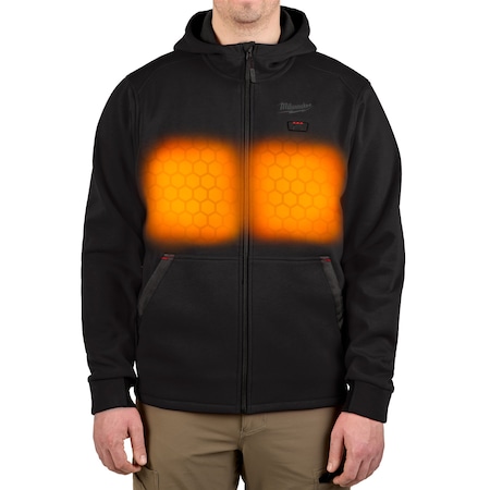 Men's Heated Hoodie, Up to 8 hours Time, Zipper Closure, Black, Size L