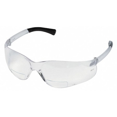 Bifocal Safety Reading Glasses, Anti-Scratch, Padded Arms, Clear Frame, Clear Lens, +1.50 Diopter