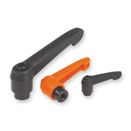 Adjustable Handle Size: 3, M10, Plastic, Black RAL 7021, Comp: Steel