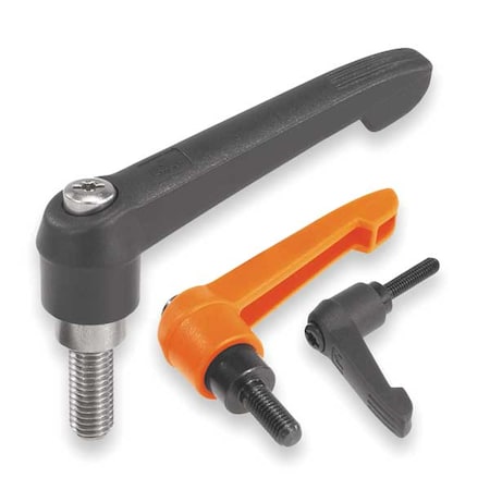 Adjustable Handle Size: 1, 1/4-20X35, Plastic, Black RAL 7021, Comp: Steel