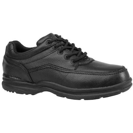 Men's Oxford Shoe, Steel Toe, Leather Upper, Rubber Outsole, Lace Up, Black, 9 W