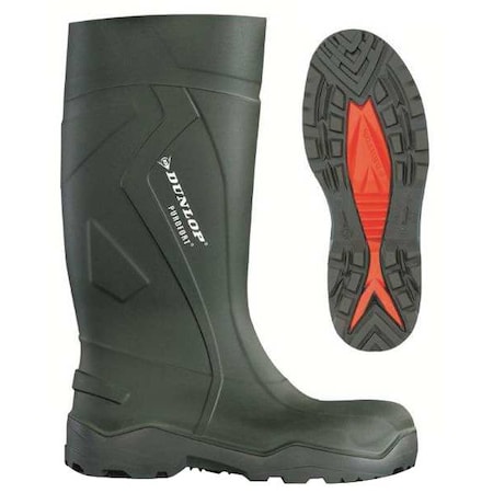 Men's Dunlop Rubber Boot, Steel Toe, 13"-16" Height, Dark Green/Black, 8