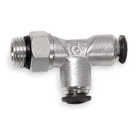 Push-Fit Tee Fitting, Push-to-Connect x Push-to-Connect x MNPT, 8mm Tube OD, 1/4 in Pipe Size, 5 PK