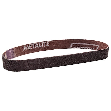Sanding Belt, 1/2 in W, 18 in L, Coated, Aluminum Oxide, P80 Grit, Coarse, R283 Metalite, Maroon