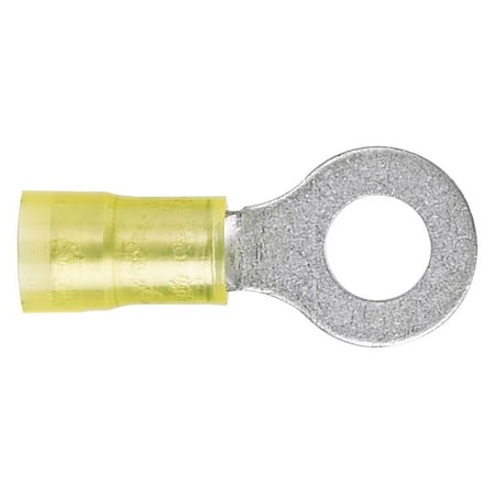 Ring Terminal, 1/2 in Stud Size, 10 AWG, 600 V, Nylon Insulated, Yellow, Crimp Termination Only