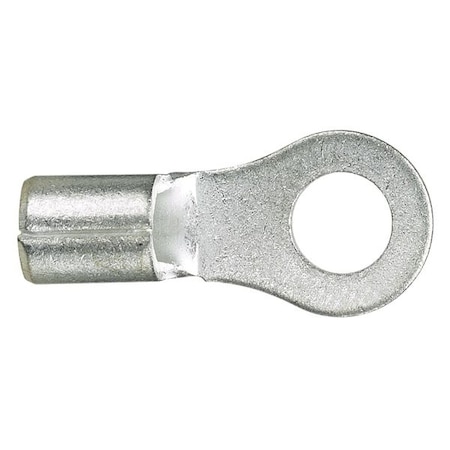 Ring Terminal, #8 Stud Size, 16 AWG, 2,000 V, Bare Insulated, Bare, Crimp Termination Only, 100 PK