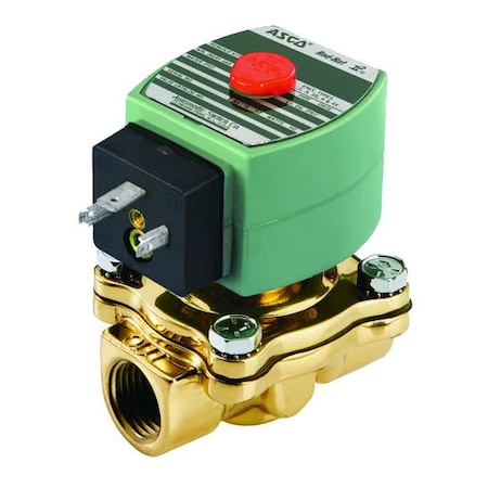 Solenoid Valve, 2-Way, 2-Position, Normally Closed, 1/2 in Pipe Size, 24V DC, High Flow, Brass, NBR