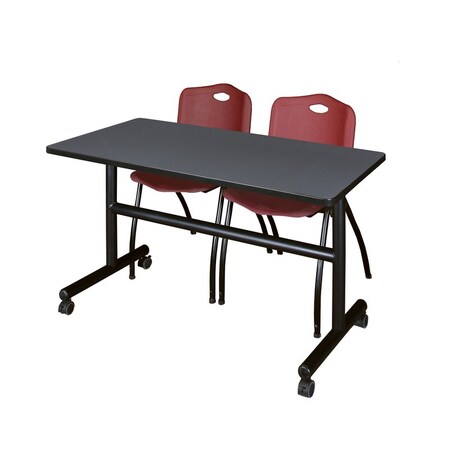 Rectangle FlipTop Table, 48" W, 29" H, Laminate Top, Gray