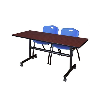 Rectangle FlipTop Table, 60" W, 29" H, Laminate Top, Mahogany