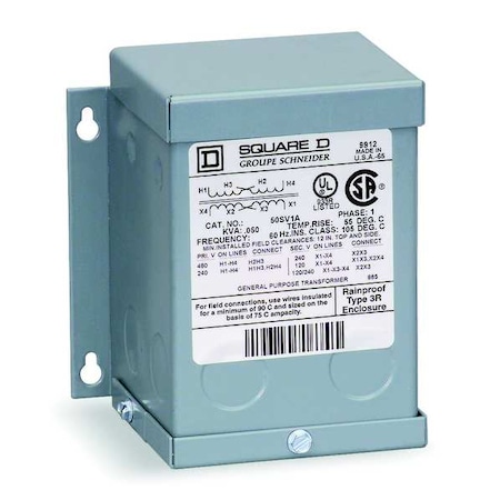 General Purpose Transformer, 1 kVA, NEMA 3R, 110/220V AC, 190/200/208/220V, 380/400/416/440V