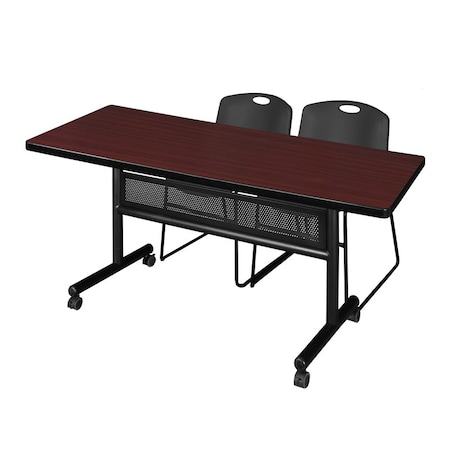 Rectangle FlipTop Table, 72" W, 29" H, Laminate Top, Mahogany